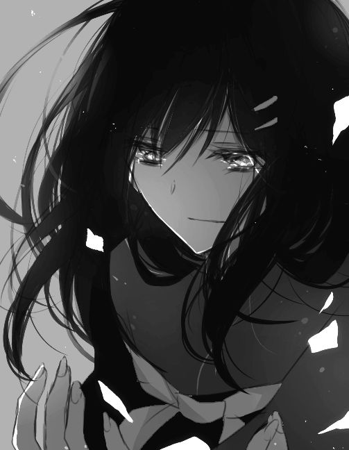 Avatar trắng đen anime buồn